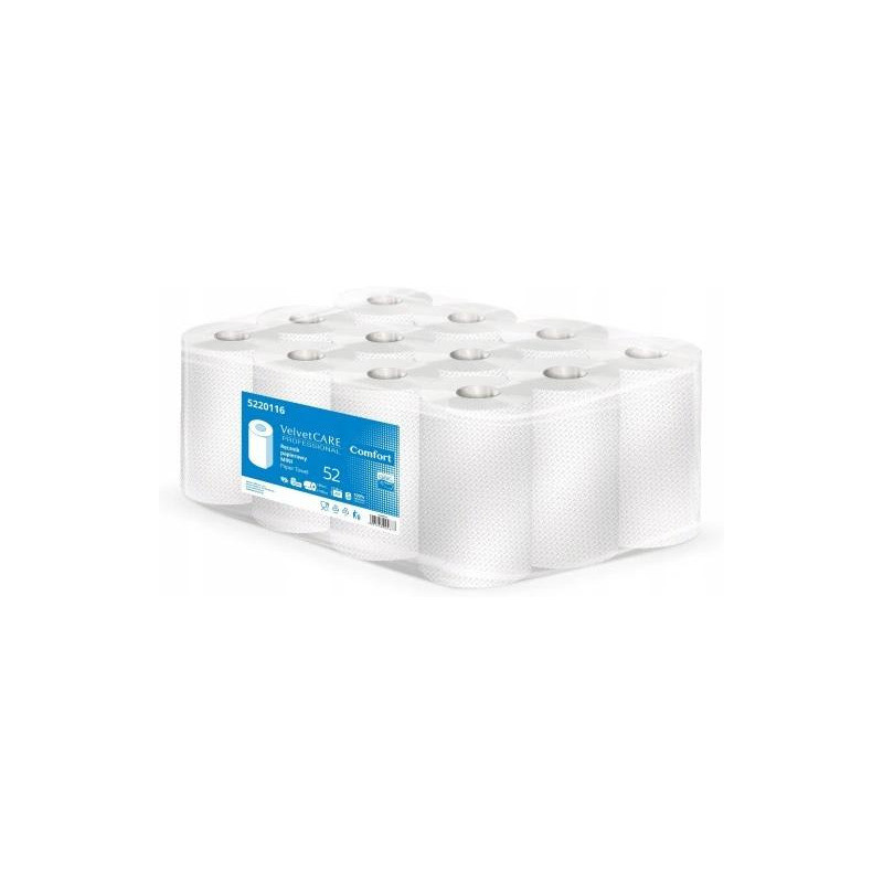 Ręcznik papierowy AFH VELVETCare rola MINI 52m biały (12 rolek) 2 warstwy celuloza 5220116