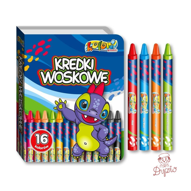 Kredki woskowe 16 kolorów w etui DINO TT8246 PENMATE