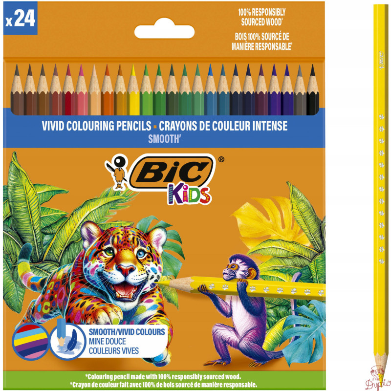 Kredki drewniane ECO SMOOTH 24 kolory 525787 BIC