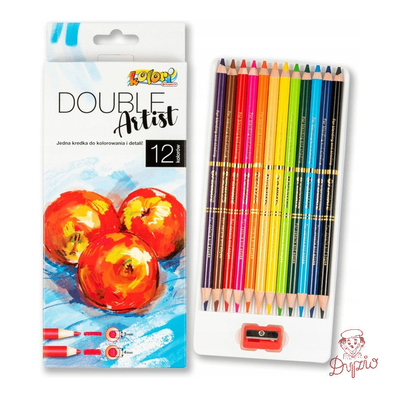 Kredki dwustronne 12 kolorów Double Artist 4/3mm Kolori premium TT7986 PENMATE
