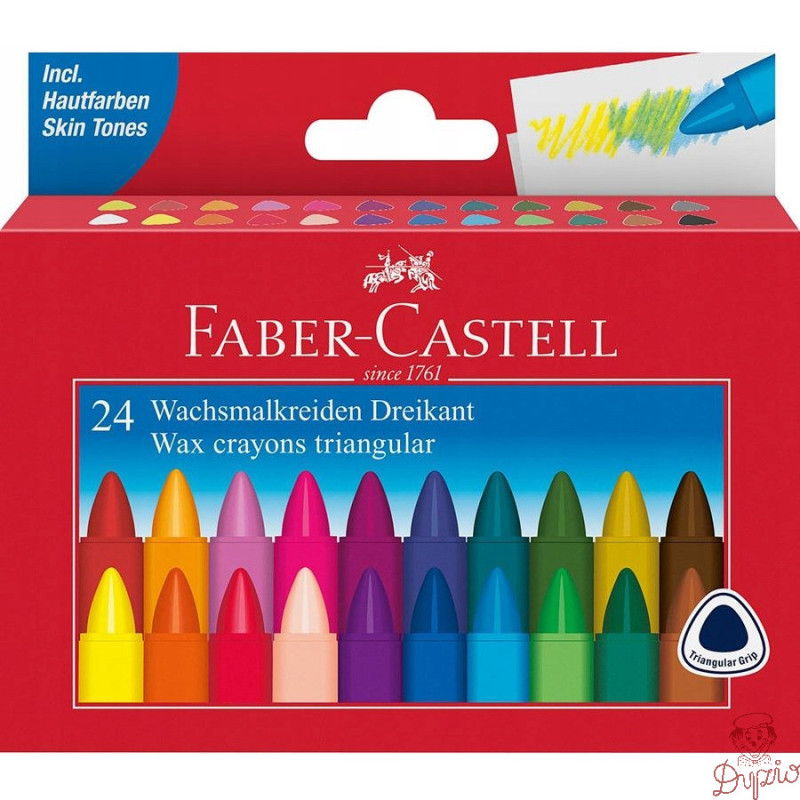 Kredki świecowe trójkątne 24kol opakowanie kartonowe 120024 Faber-Castell