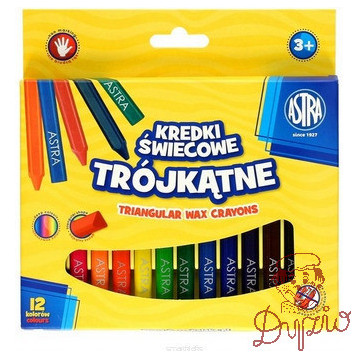 Kredki świecowe trójkątne zestaw 12 kolorów 316118001 ASTRA