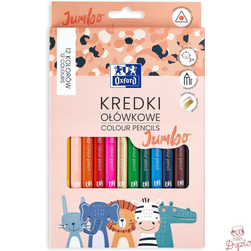 Kredki ołówkowe KIDS JUMBO 12 kolorów 400174529 OXFORD