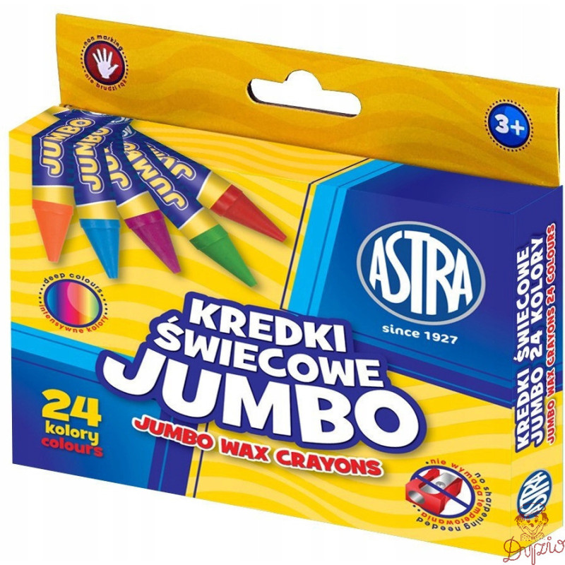Kredki świecowe szkolne JUMBO grube zestaw 24 kolory 316118006 ASTRA