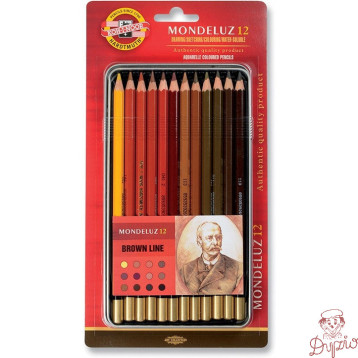 Kredki MONDELUZ 3722/BR 12 szt. LINIA BRĄZY op. metalowe KOH-I-NOOR