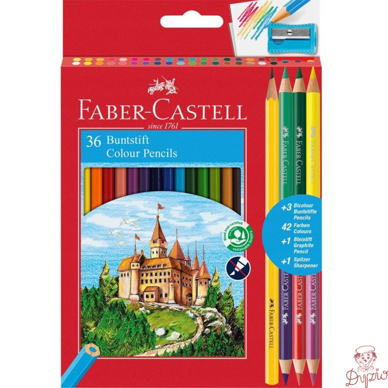 Kredki ZAMEK 36kol. dwustronne +3 kredki dwustronne +ołówek+temperówka 110336 FABER CASTELL