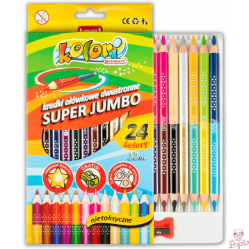 Kredki ołówkowe dwustronne Jumbo 12szt. 24 kolorów z temp.TT7840 PENMATE