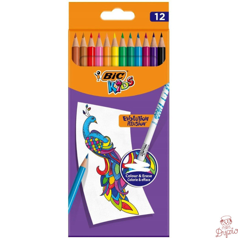 Kredki KIDS EVOLUTION ILLUSION ołówkowe pudełko 12kol. 9878681 BIC
