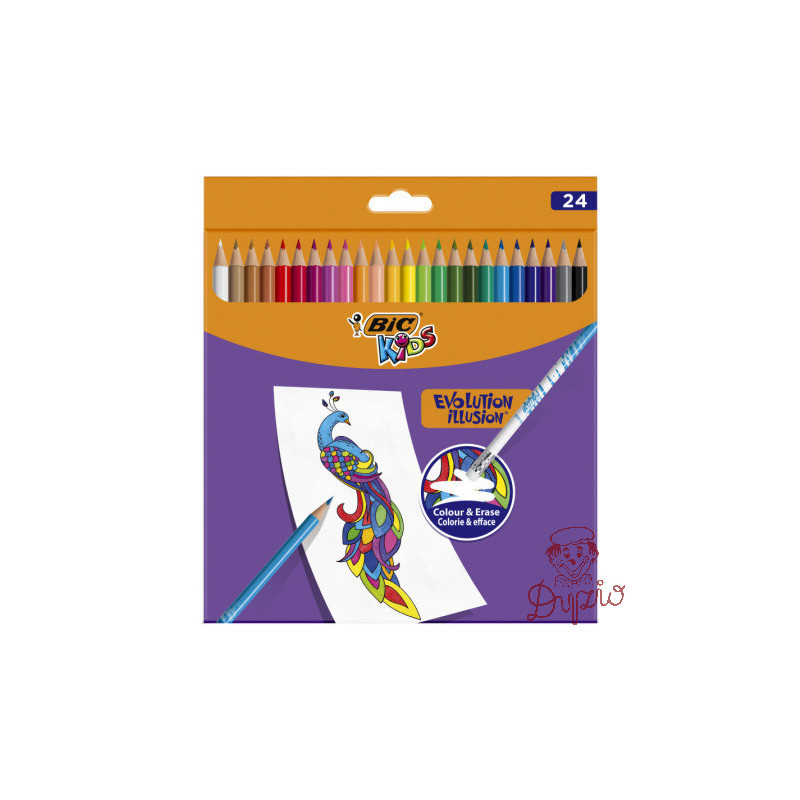 Kredki KIDS EVOLUTION ILLUSION ołówkowe pudełko 24kol. 9878691 BIC