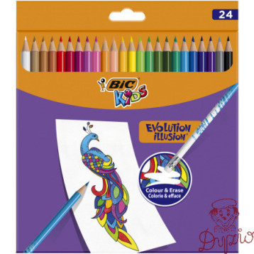 Kredki KIDS EVOLUTION ILLUSION ołówkowe pudełko 24kol. 9878691 BIC