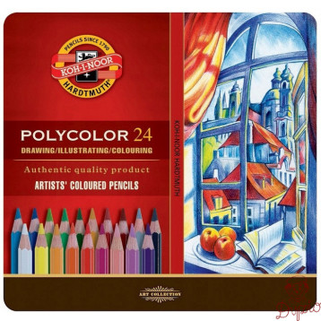 Kredki POLYCOLOR 24 kolory opakowanie metalowe 3824 KOH-I-NOOR
