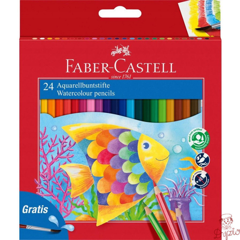 Kredki akwarelowez pędzelkiem RYBKA 24 kolory opak. kartonowe 114425 Faber-Castell
