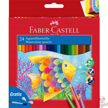 Kredki akwarelowez pędzelkiem RYBKA 24 kolory opak. kartonowe 114425 Faber-Castell