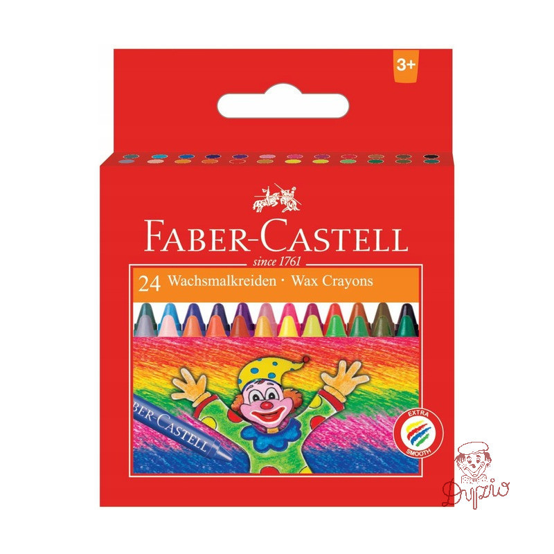 Kredki woskowe 24 kolory KLOWN opakowanie kartonowe FC 120057 FABER-CASTELL