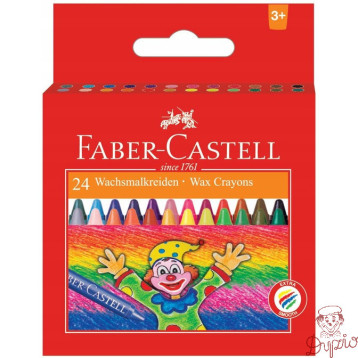 Kredki woskowe 24 kolory KLOWN opakowanie kartonowe FC 120057 FABER-CASTELL
