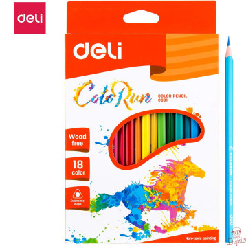 Kredki ołówkowe bezdrzewne COLORUN 18 kolorów EC00110 DELI