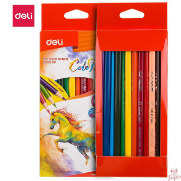 Kredki ołówkowe trójkątne COLORUN 12 kolorów EC00300 DELI