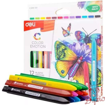 Kredki plastikowe trójkątne COLOR EMOTION 12 kolorów EC20000 DELI