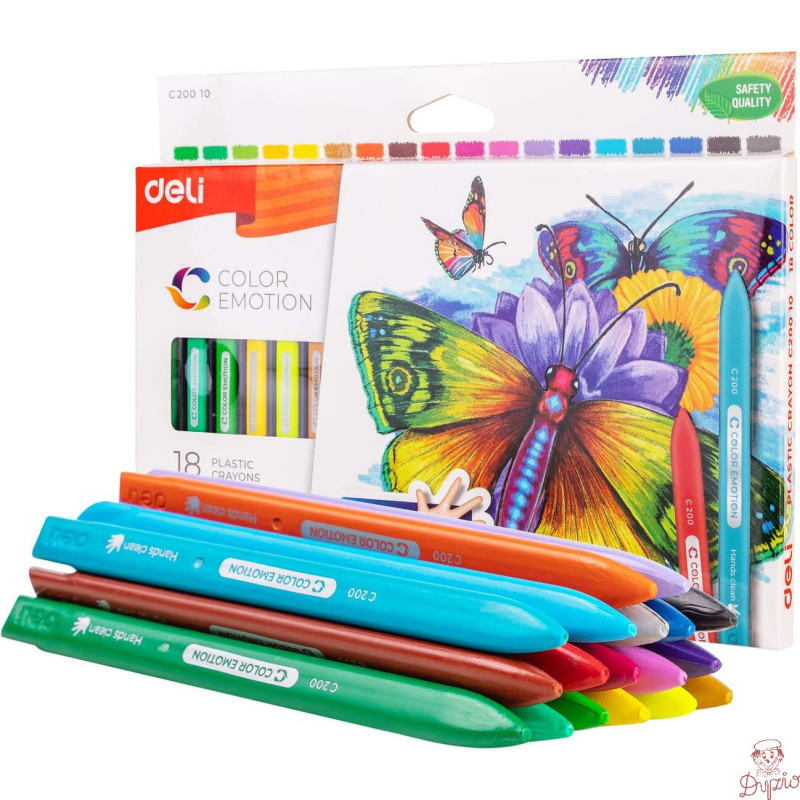 Kredki plastikowe trójkątne COLOR EMOTION 18 kolorów EC20010 DELI
