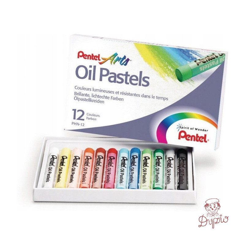 Kredki pastele olejne PENTEL 12kolorów PHN12