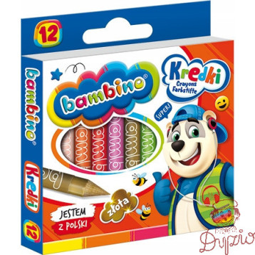 Kredki szkolne z glinki kaolinowej Zestaw 12 kredek BAMBINO St.Majewski