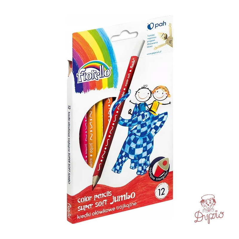 Kredki FIORELLO JUMBO Super soft 12 kolorów trójkątna JUMBO 170-2218