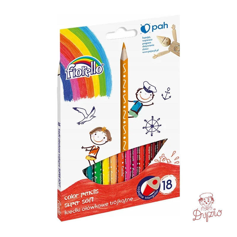 Kredki FIORELLO Super soft 18 kolorów trójkątna 170-2187