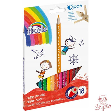 Kredki FIORELLO Super soft 18 kolorów trójkątna 170-2187