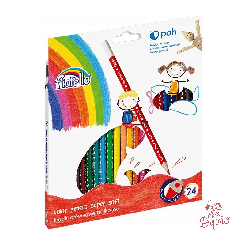 Kredki FIORELLO Super soft 24 kolorów trójkątna 170-2188