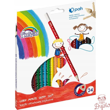 Kredki FIORELLO Super soft 24 kolorów trójkątna 170-2188