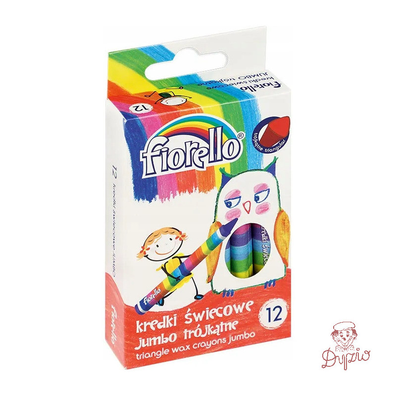 Kredki FIORELLO świecowe trójkątne 12 kolorów JUMBO 170-2209