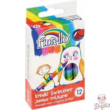 Kredki FIORELLO świecowe trójkątne 12 kolorów JUMBO 170-2209