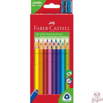 Kredki trójkątne JUMBO 20 kolorów + temp opak. kartonowe 116520 Farber-Castell