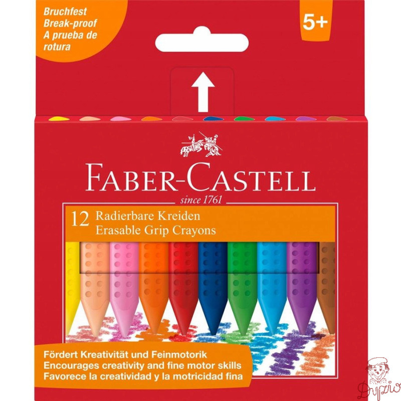 Kredki świecowe GRIP trójkątne 12 kolorów FABER-CASTELL 122520 FC