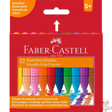 Kredki świecowe GRIP trójkątne 12 kolorów FABER-CASTELL 122520 FC