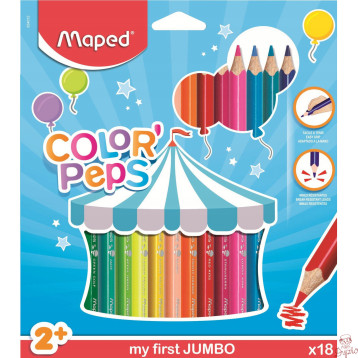 Kredki trójkątne MAPED COLORPEPS JUMBO 18 kolorów 834012