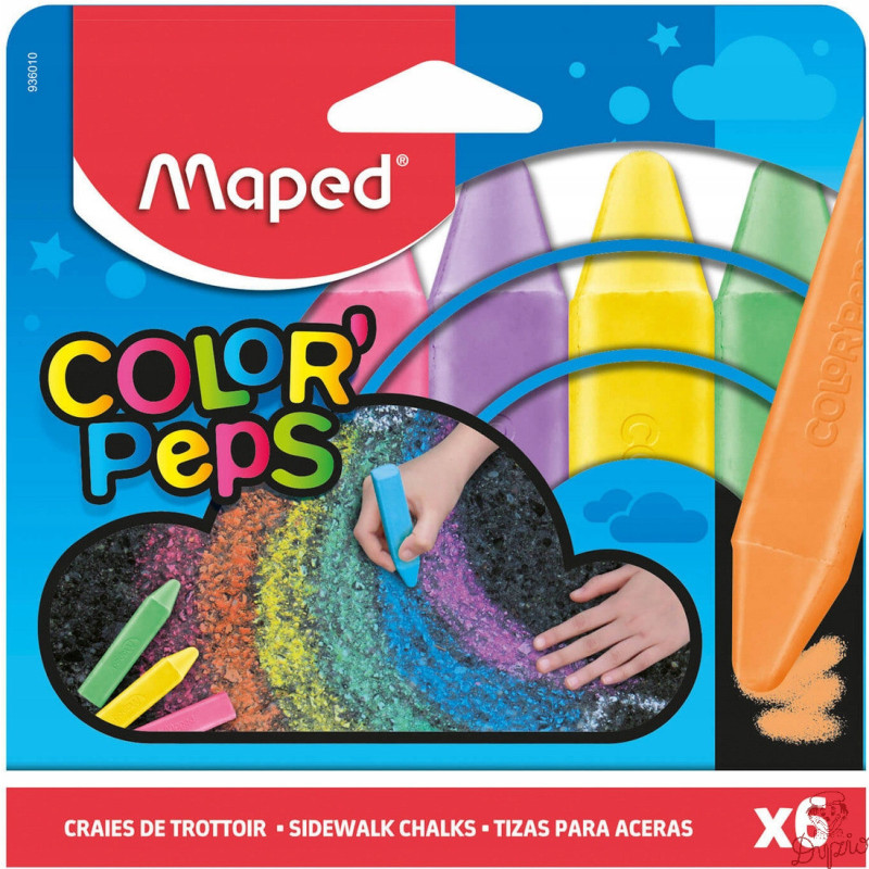 Kreda chodnikowa COLOR PEPS 6 kolorów, pud z zawieszką 936010 MAPED