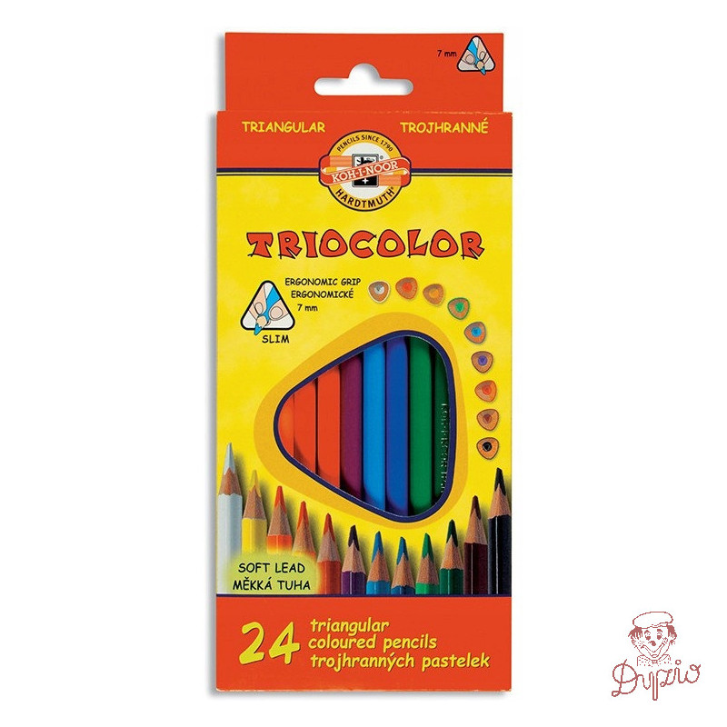 Kredki szkolne TRICOLOR TYGRYS 7mm 24 kolory 3134 KOH-I-NOOR