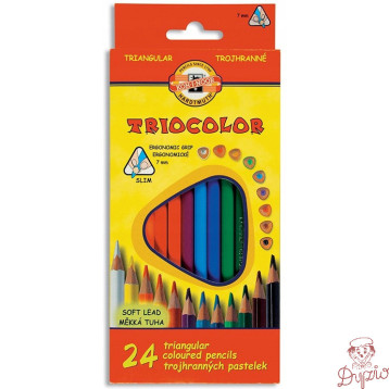 Kredki szkolne TRICOLOR TYGRYS 7mm 24 kolory 3134 KOH-I-NOOR