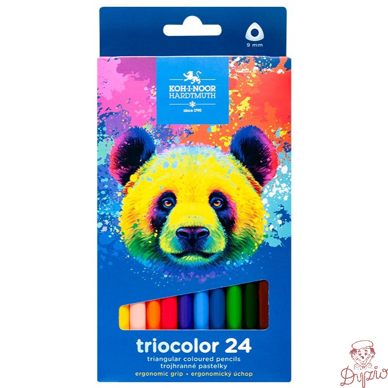 Kredki szkolne TRICOLOR PANDA 9mm 24 kolory 3144 KOH-I-NOOR