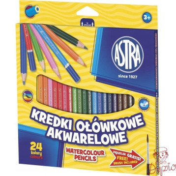 Kredki akwarelowe 24 kolory ołówkowe heksagonalne 312110005 ASTRA