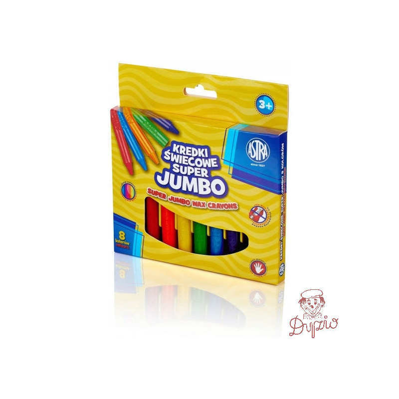 Kredki świecowe szkolne Super JUMBO grube okrągłe 8 kolorów 316118002 ASTRA