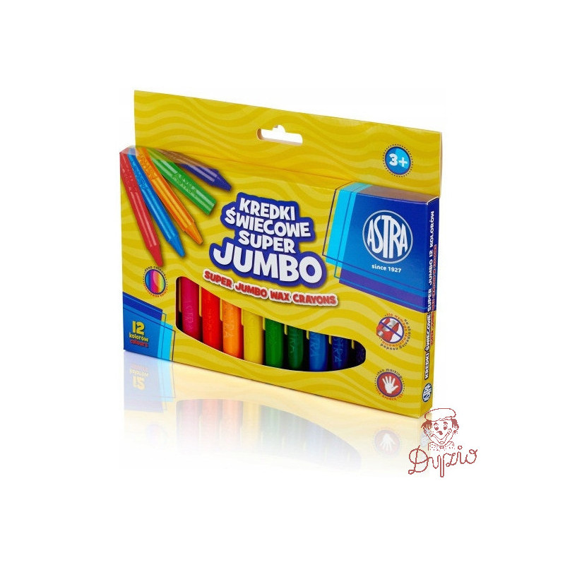 Kredki świecowe szkolne Super JUMBO grube okrągłe 12 kolorów 316118003 ASTRA