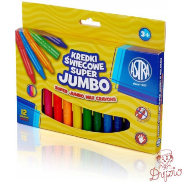 Kredki świecowe szkolne Super JUMBO grube okrągłe 12 kolorów 316118003 ASTRA