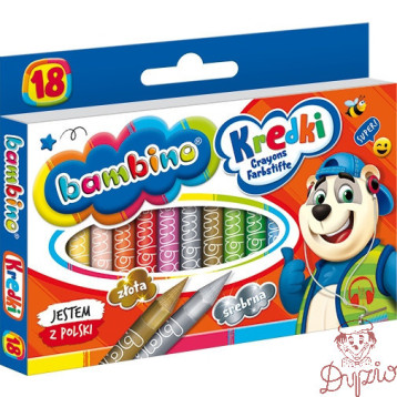 Kredki szkolne z glinki kaolinowej Zestaw 18 kredek BAMBINO St.Majewski