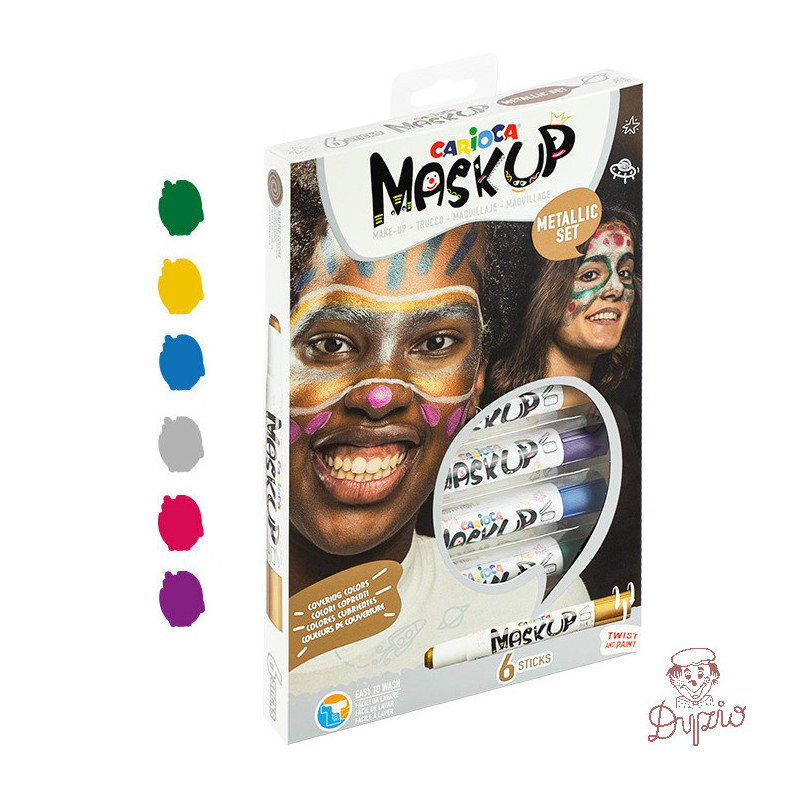 Kredki do twarzy CARIOCA MaskUP metaliczne 6 kolorów (43155) 170-2746