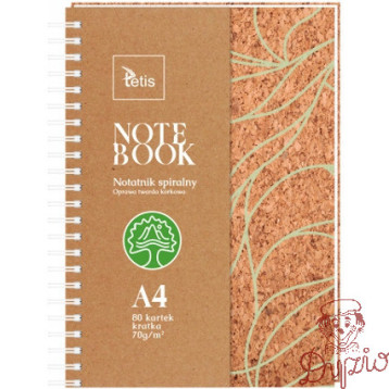 Kołonotatnik A4 80k kratka oprawa korkowa 70g. KB050-KA4 TETIS