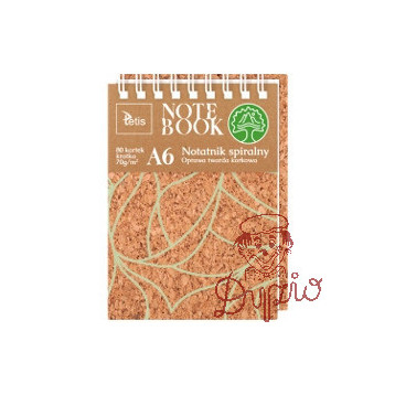 Kołonotatnik A6 80k kratka oprawa korkowa 70g KB050-KA6 TETIS