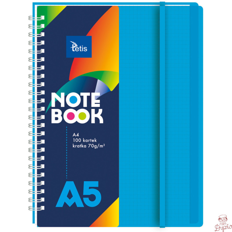 Kołonotanik A5 100k kratka okładka PP niebieska 70g. KB060-NKA5 TETIS