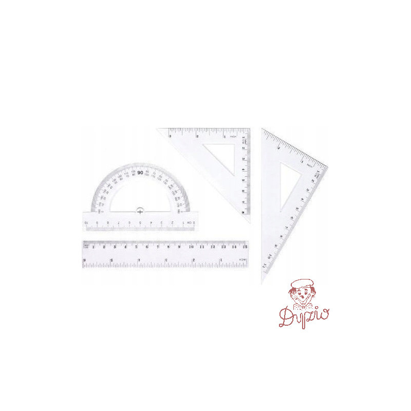 Zestaw geometryczny linijką 15cm BL001-AK TETIS